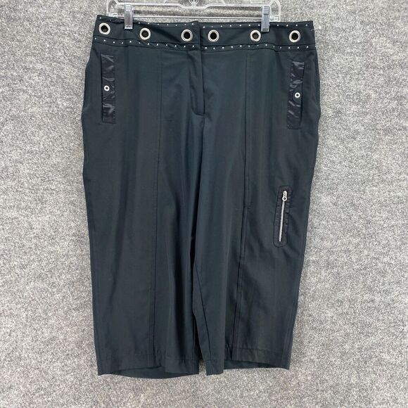 Tail Tech Cropped Pants Women 14 Black High Rise Flat Front Pockets Casual - Picture 4 of 11